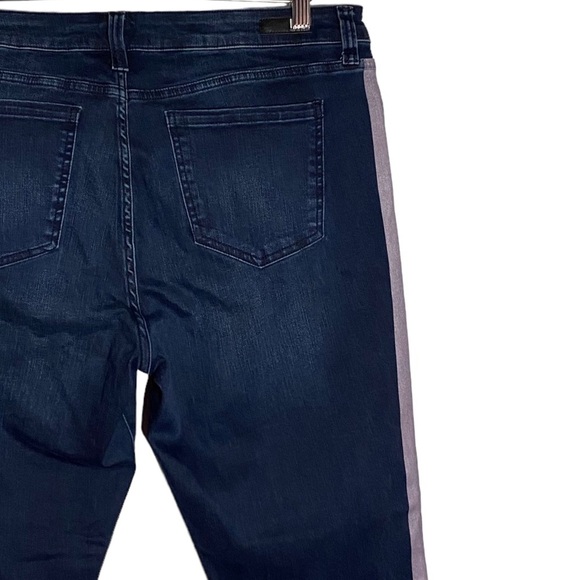 Kut from the Kloth Connie Ankle Skinny Jeans Folded Hem Pink Vertical Stripes 16 - Picture 12 of 16